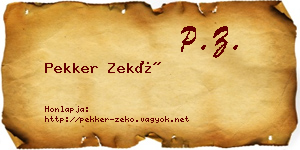 Pekker Zekő névjegykártya